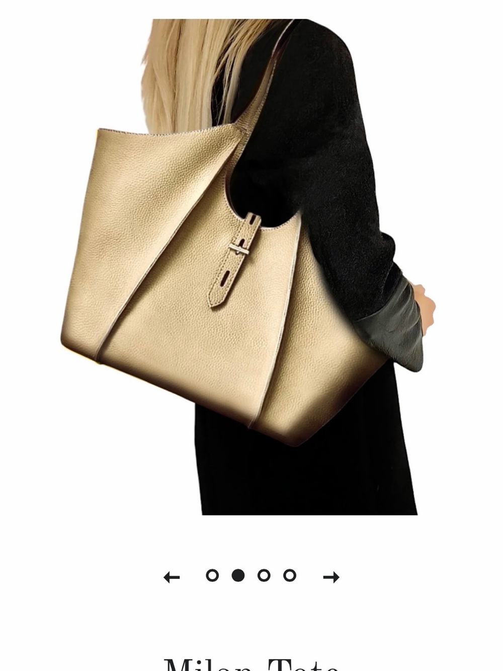 Milan Tote  Gold Leather with Top Strap